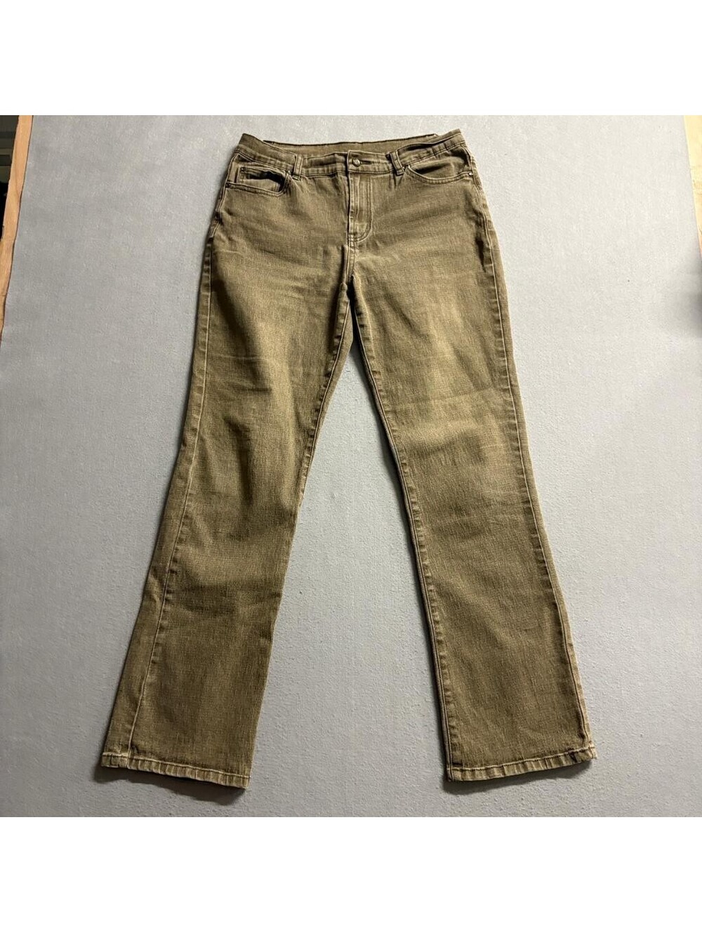 DG2 by Diane Gilman Jeans Womens 6 Brown Denim Embellished Straight Leg Stretch